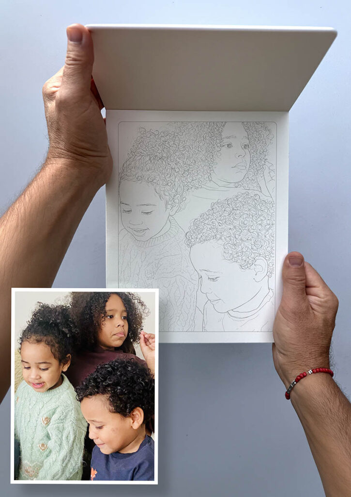 oorbeeld van een persoonlijk kleurboek gemaakt van een eigen foto